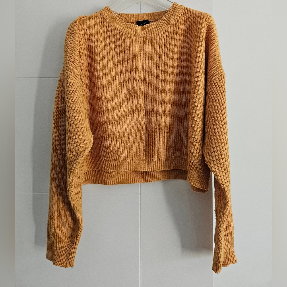 Ardene M-L Crop Sweater Knit Top Acrylic Large Boxy Long Sleeve